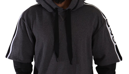Pull à capuche en coton gris et noir Dolce & Gabbana #DGMILLENNIALS