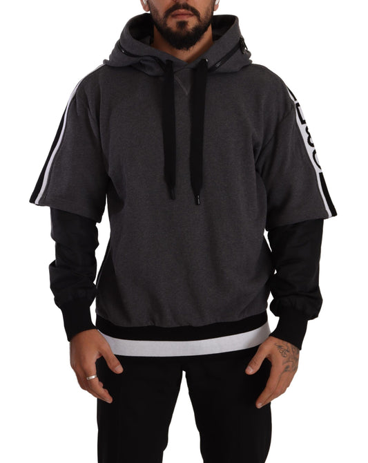 Pull à capuche en coton gris et noir Dolce & Gabbana #DGMILLENNIALS