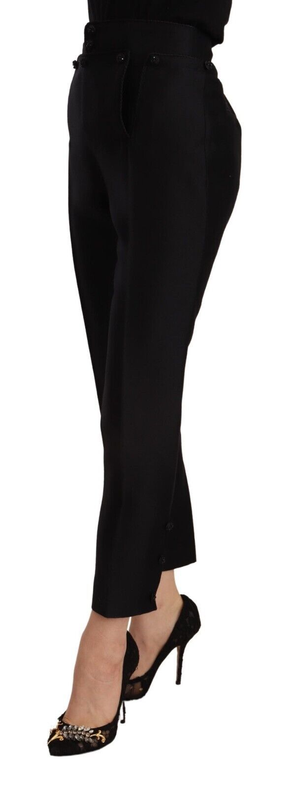 Dsquared² Pantalon Femme Skinny Noir en Laine Haute Taille