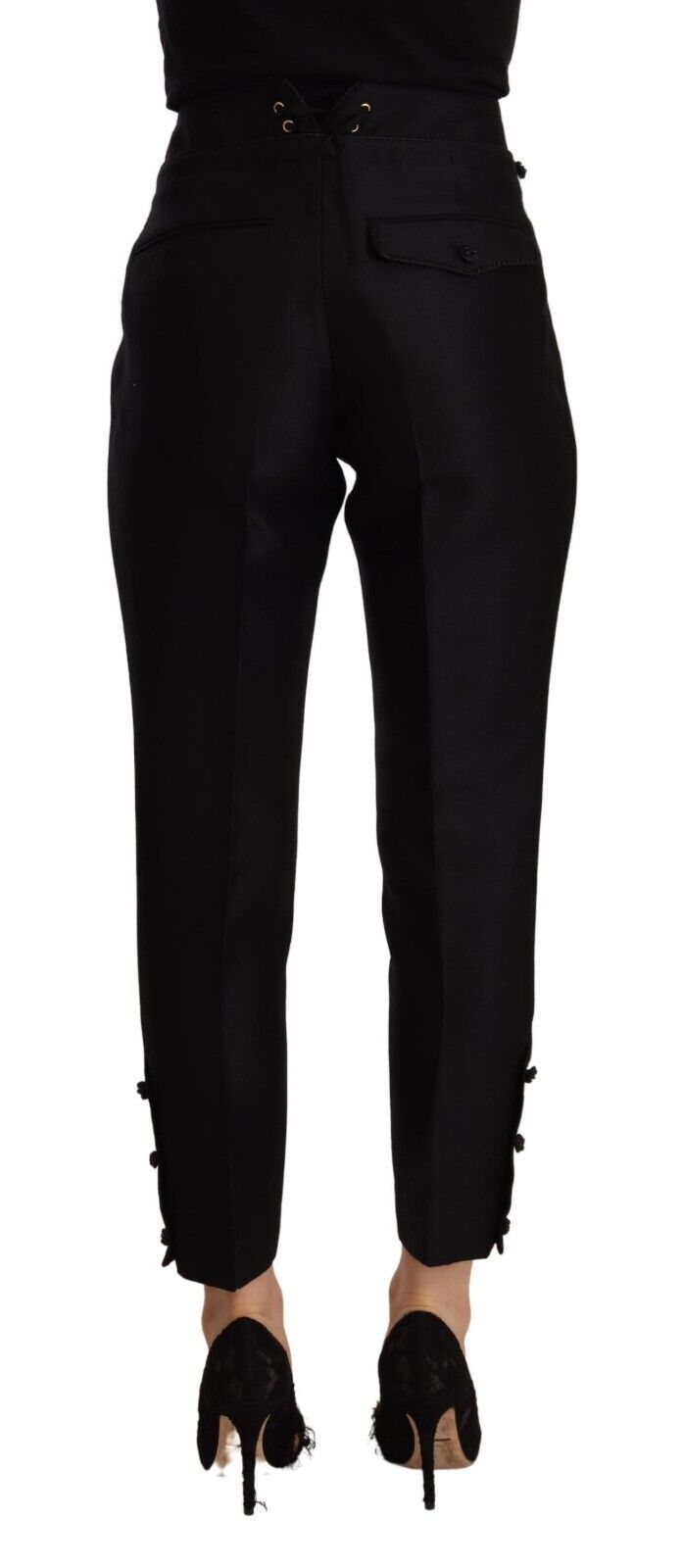 Dsquared² Pantalon Femme Skinny Noir en Laine Haute Taille