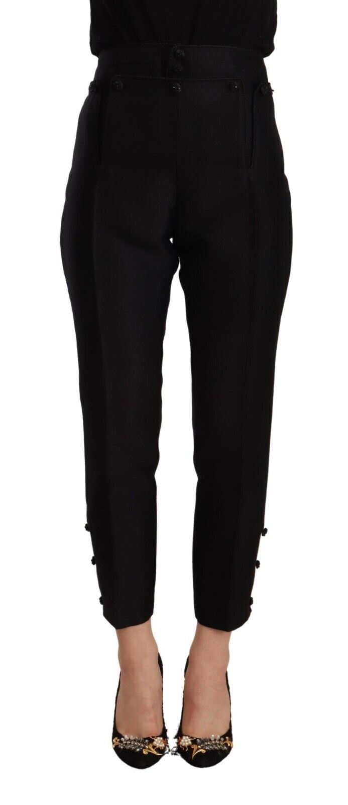 Dsquared² Pantalon Femme Skinny Noir en Laine Haute Taille