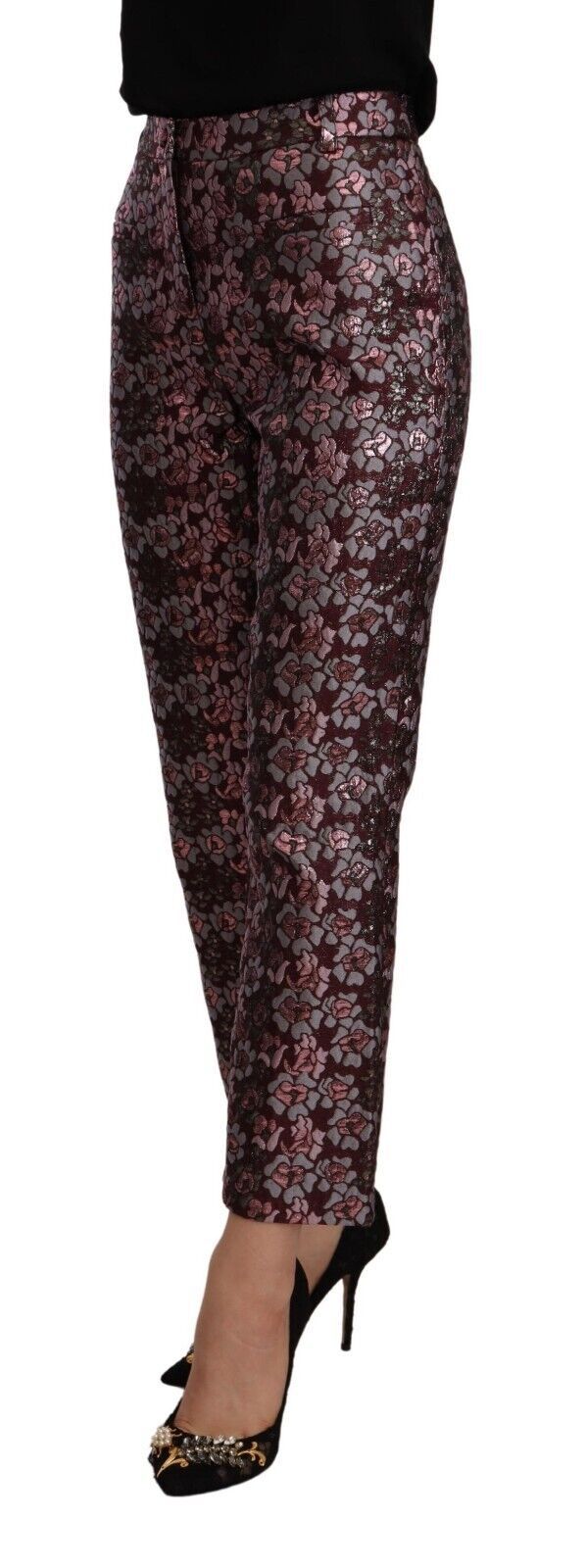 Pantalons Croppés Évasés Multicolores en Jacquard Floral - House of Holland