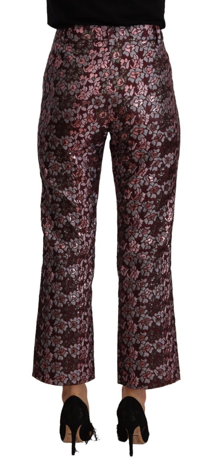 Pantalons Croppés Évasés Multicolores en Jacquard Floral - House of Holland