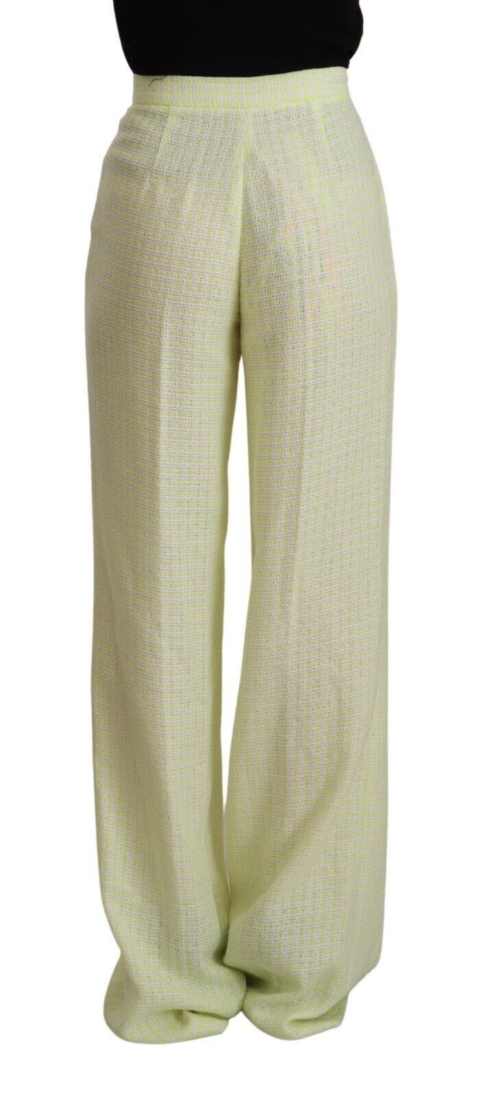 MSGM Yellow Green High Waist Straight Long Pants