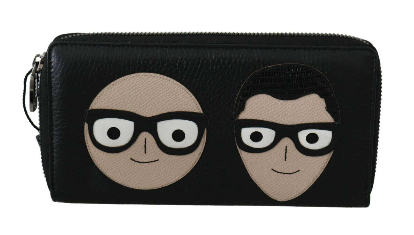 Dolce &amp; Gabbana Zwarte Leren #DGFAMILY Rits Continental Heren Portemonnee