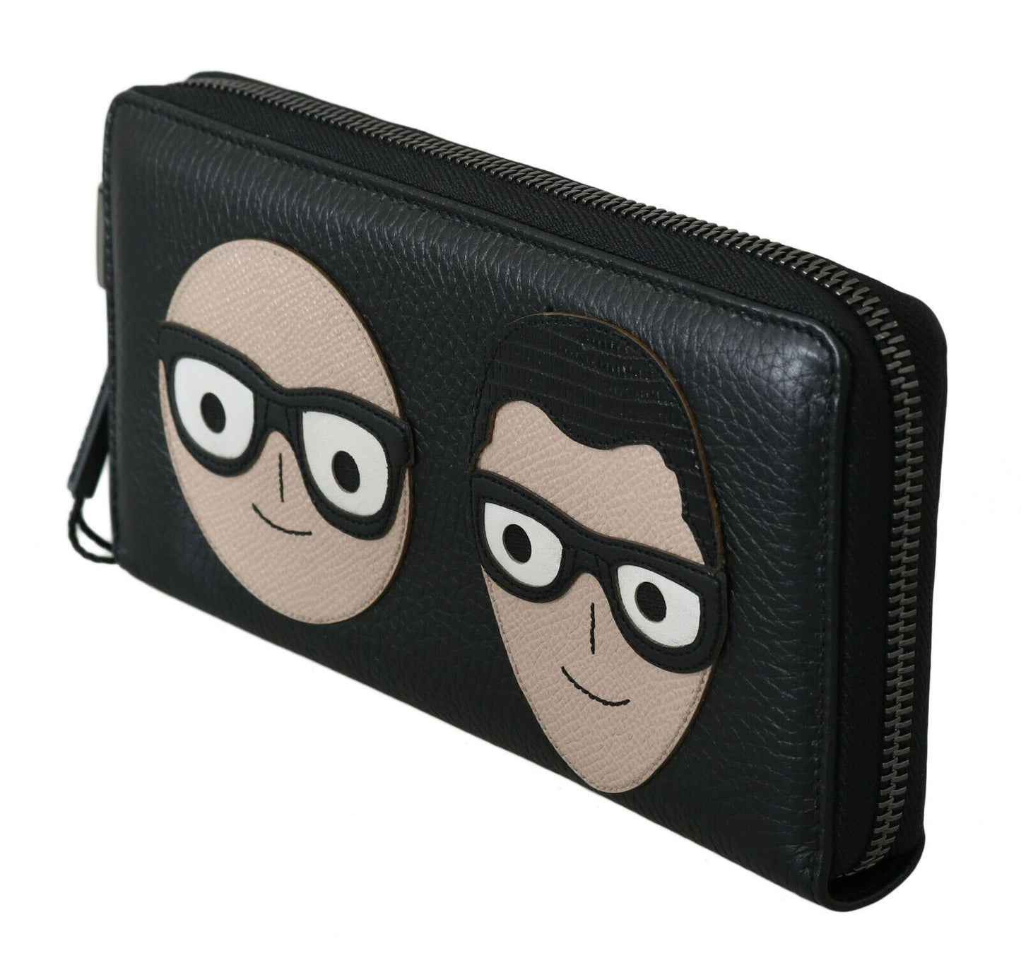 Dolce &amp; Gabbana Zwarte Leren #DGFAMILY Rits Continental Heren Portemonnee