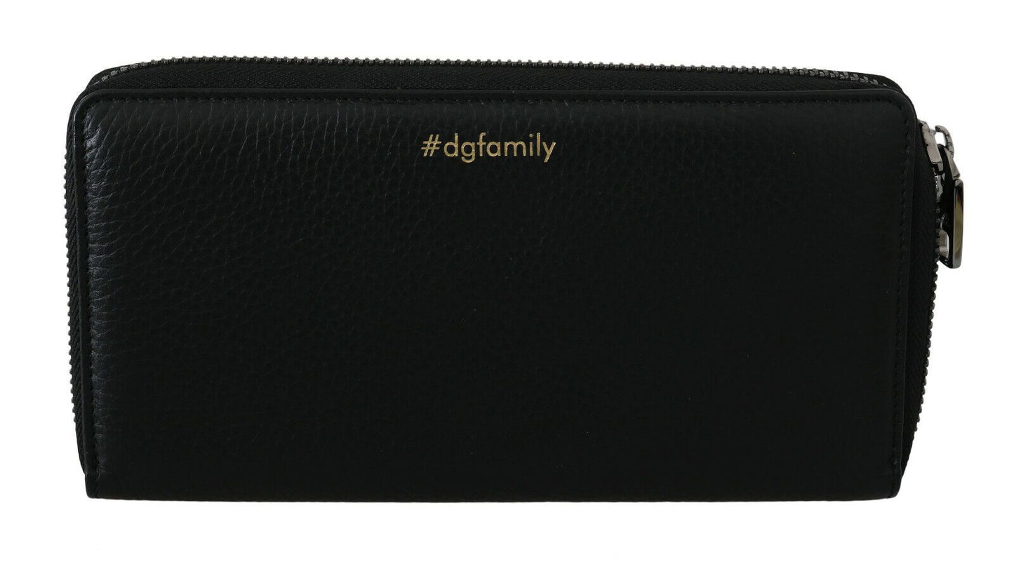 Dolce &amp; Gabbana Zwarte Leren #DGFAMILY Rits Continental Heren Portemonnee