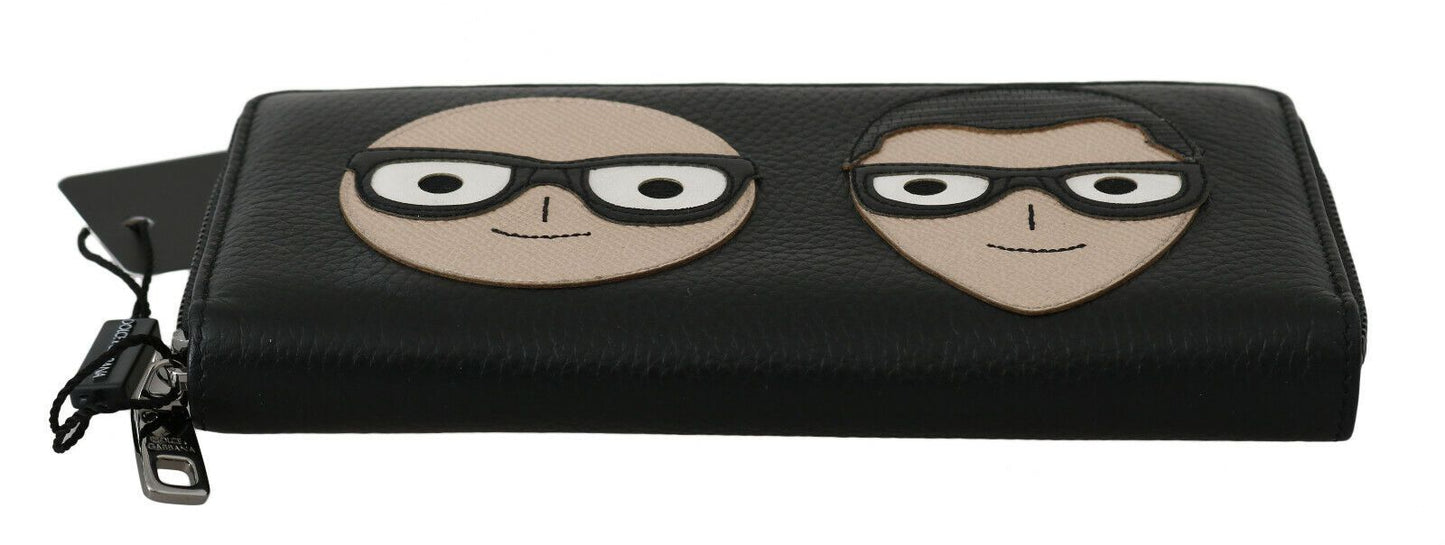 Dolce &amp; Gabbana Zwarte Leren #DGFAMILY Rits Continental Heren Portemonnee