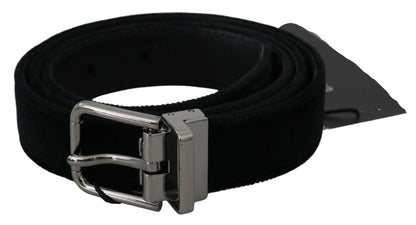 Ceinture Dolce & Gabbana en cuir velours noir avec boucle argentée