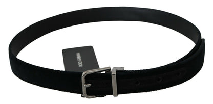 Ceinture Dolce & Gabbana en cuir velours noir avec boucle argentée