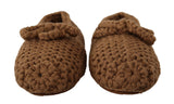 Dolce & Gabbana Brown Slip On Ballerina Flats - Wool Knit Shoes