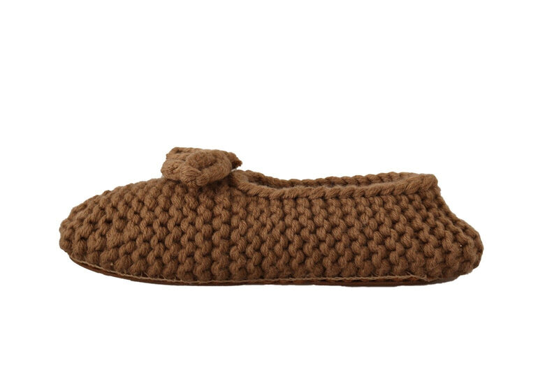 Dolce & Gabbana Brown Slip On Ballerina Flats - Wool Knit Shoes