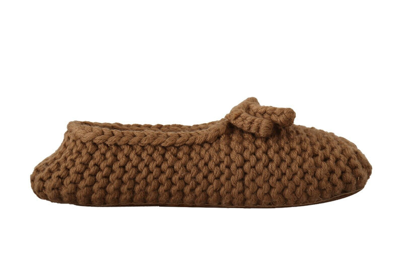 Dolce & Gabbana Brown Slip On Ballerina Flats - Wool Knit Shoes