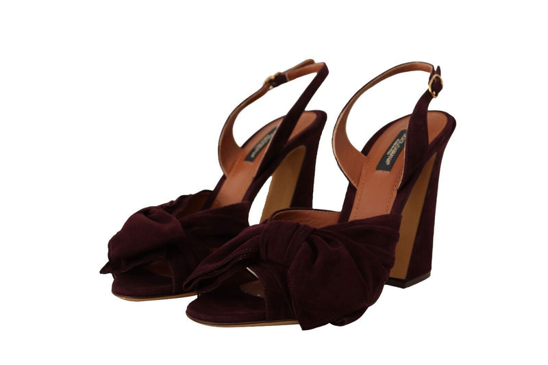 Dolce & Gabbana Sandales à Talon Ouvert en Suède Violet Foncé