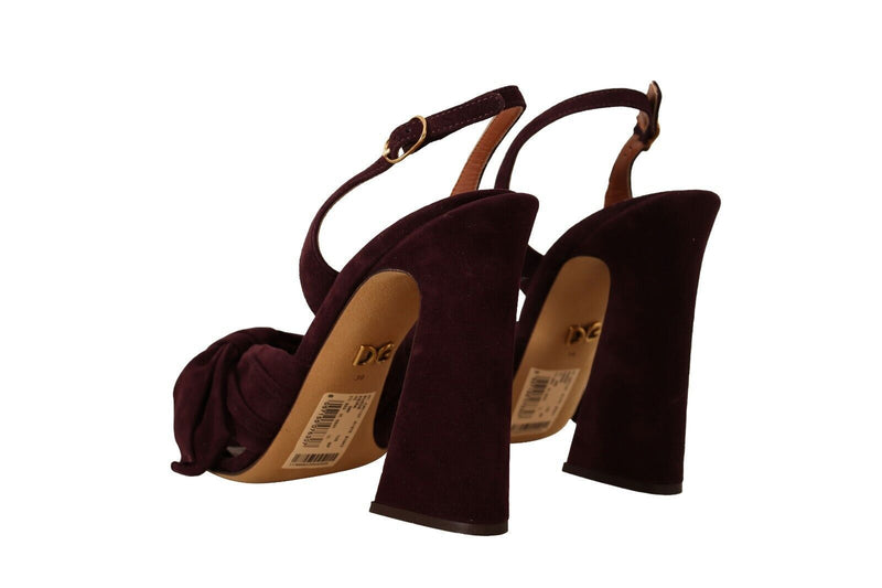Dolce & Gabbana Sandales à Talon Ouvert en Suède Violet Foncé