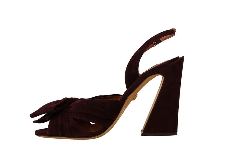 Dolce & Gabbana Sandales à Talon Ouvert en Suède Violet Foncé