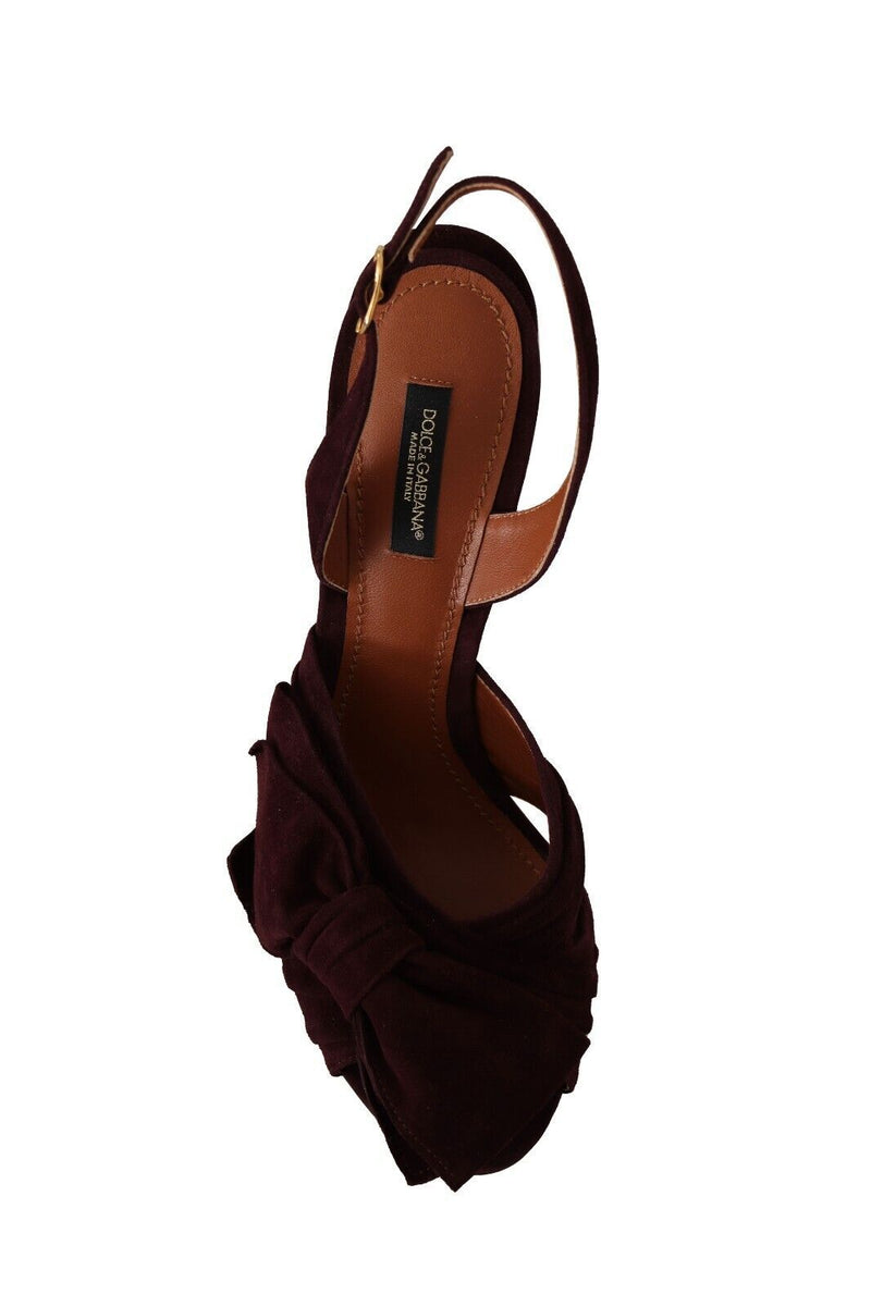 Dolce & Gabbana Sandales à Talon Ouvert en Suède Violet Foncé