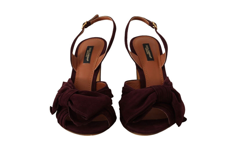 Dolce & Gabbana Sandales à Talon Ouvert en Suède Violet Foncé