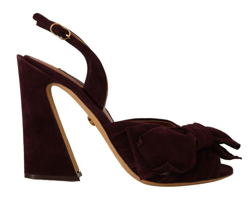 Dolce & Gabbana Sandales à Talon Ouvert en Suède Violet Foncé