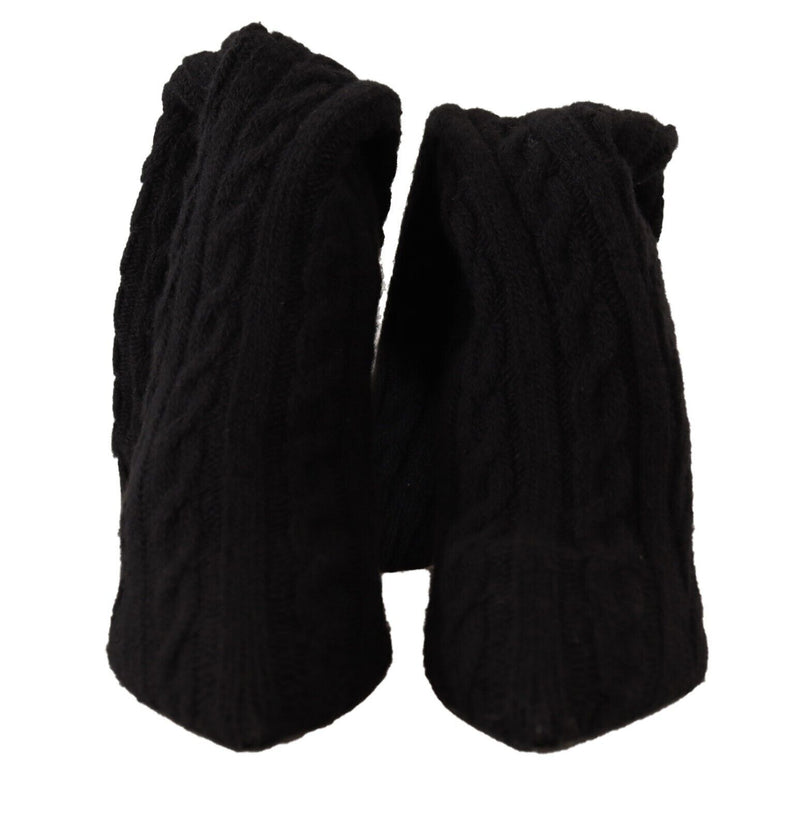 Dolce & Gabbana Black Stretch Socks Knee High Booties