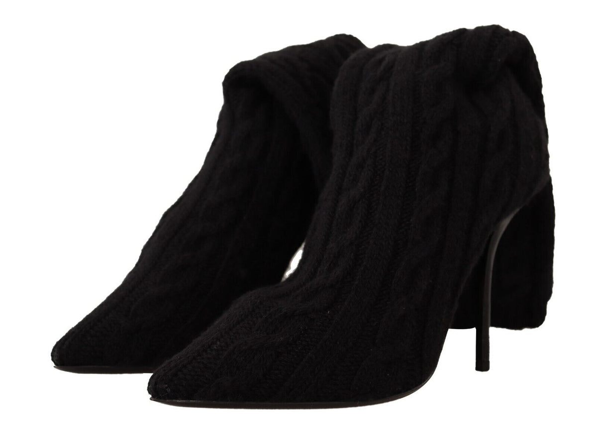 Dolce & Gabbana Black Stretch Socks Knee High Booties