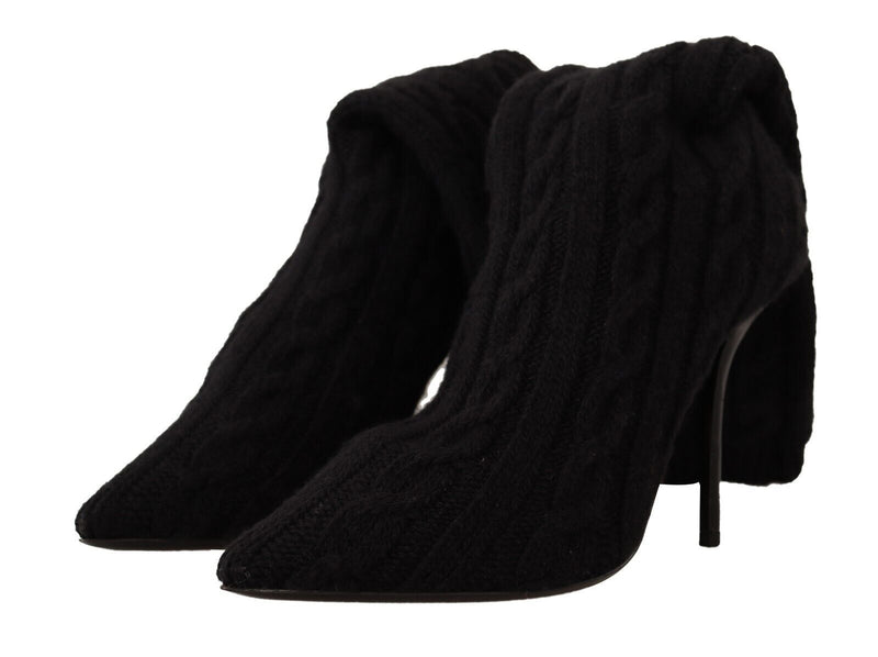 Dolce & Gabbana Black Stretch Socks Knee High Booties