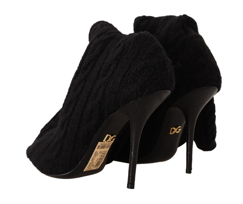 Dolce & Gabbana Black Stretch Socks Knee High Booties