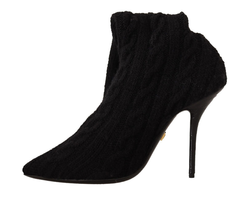Dolce & Gabbana Black Stretch Socks Knee High Booties