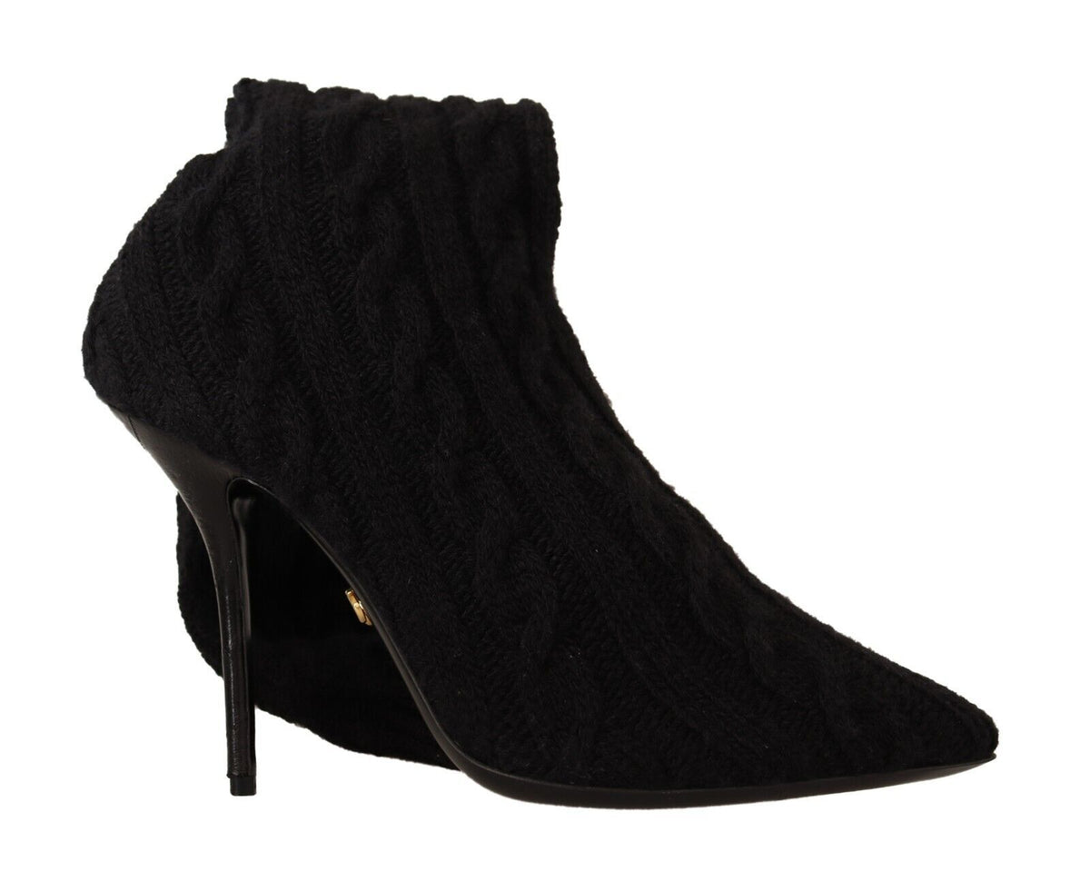 Dolce & Gabbana Black Stretch Socks Knee High Booties