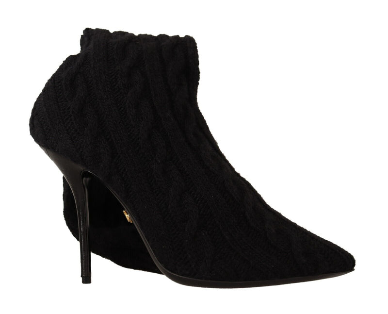 Dolce & Gabbana Black Stretch Socks Knee High Booties