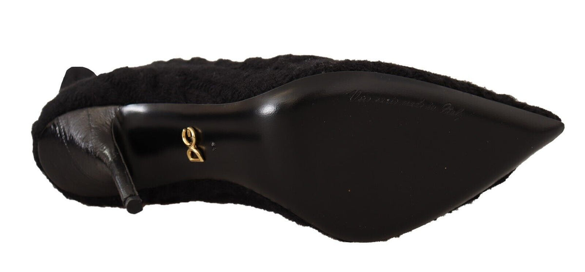 Dolce & Gabbana Black Stretch Socks Knee High Booties