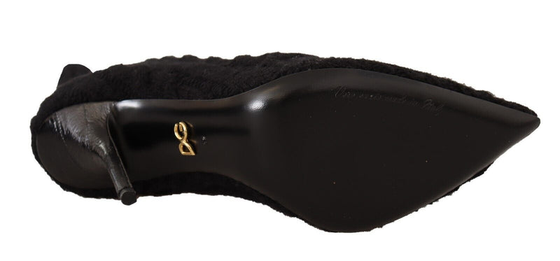 Dolce & Gabbana Black Stretch Socks Knee High Booties