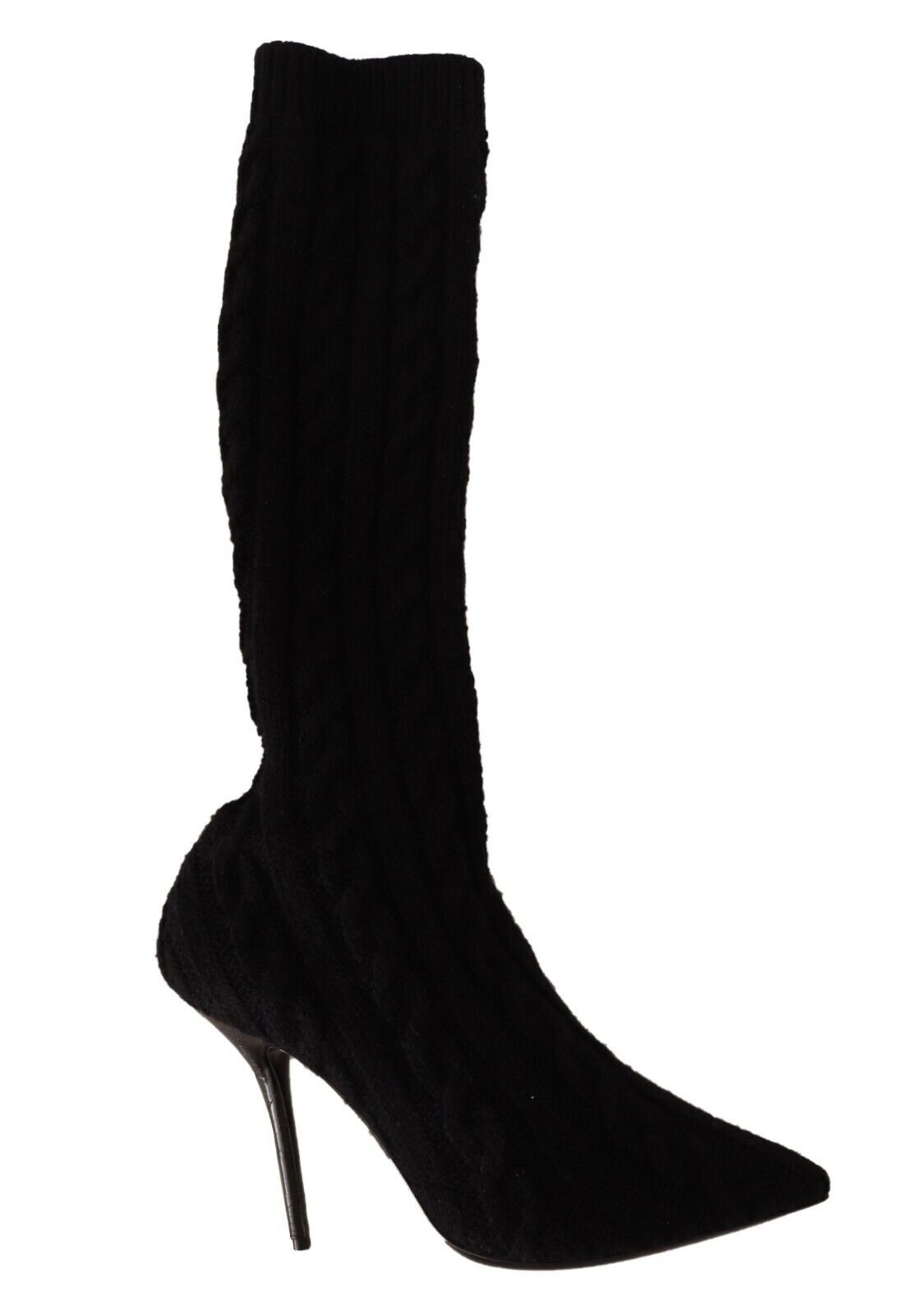 Dolce & Gabbana Black Stretch Socks Knee High Booties