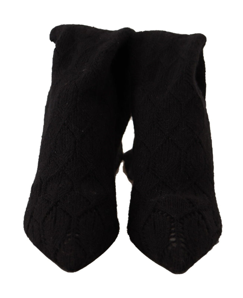 Dolce & Gabbana Black Stretch Socks Knee High Booties