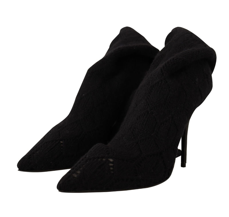 Dolce & Gabbana Black Stretch Socks Knee High Booties