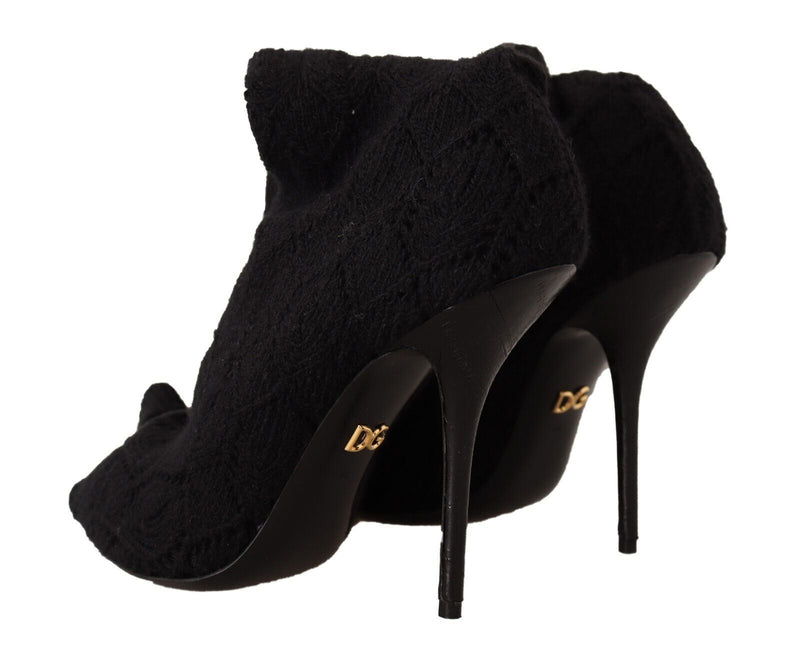 Dolce & Gabbana Black Stretch Socks Knee High Booties