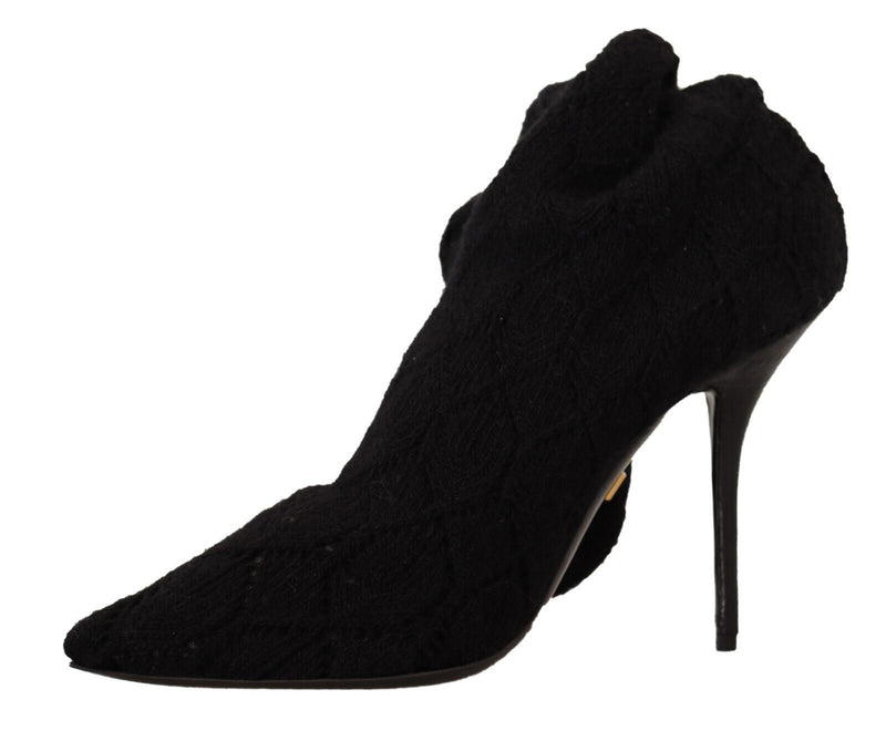 Dolce & Gabbana Black Stretch Socks Knee High Booties