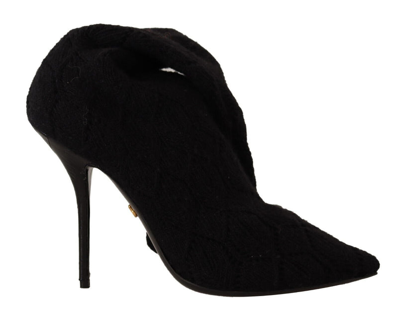 Dolce & Gabbana Black Stretch Socks Knee High Booties