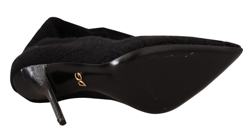 Dolce & Gabbana Black Stretch Socks Knee High Booties