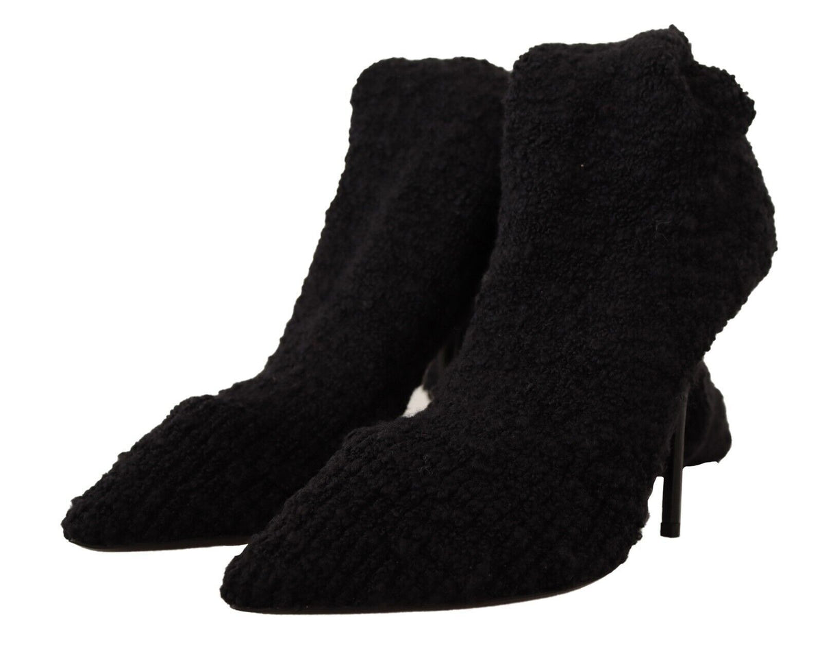 Dolce & Gabbana Black Stretch Socks Knee High Booties