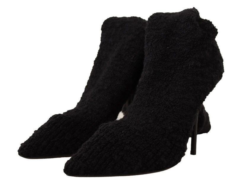 Dolce & Gabbana Black Stretch Socks Knee High Booties