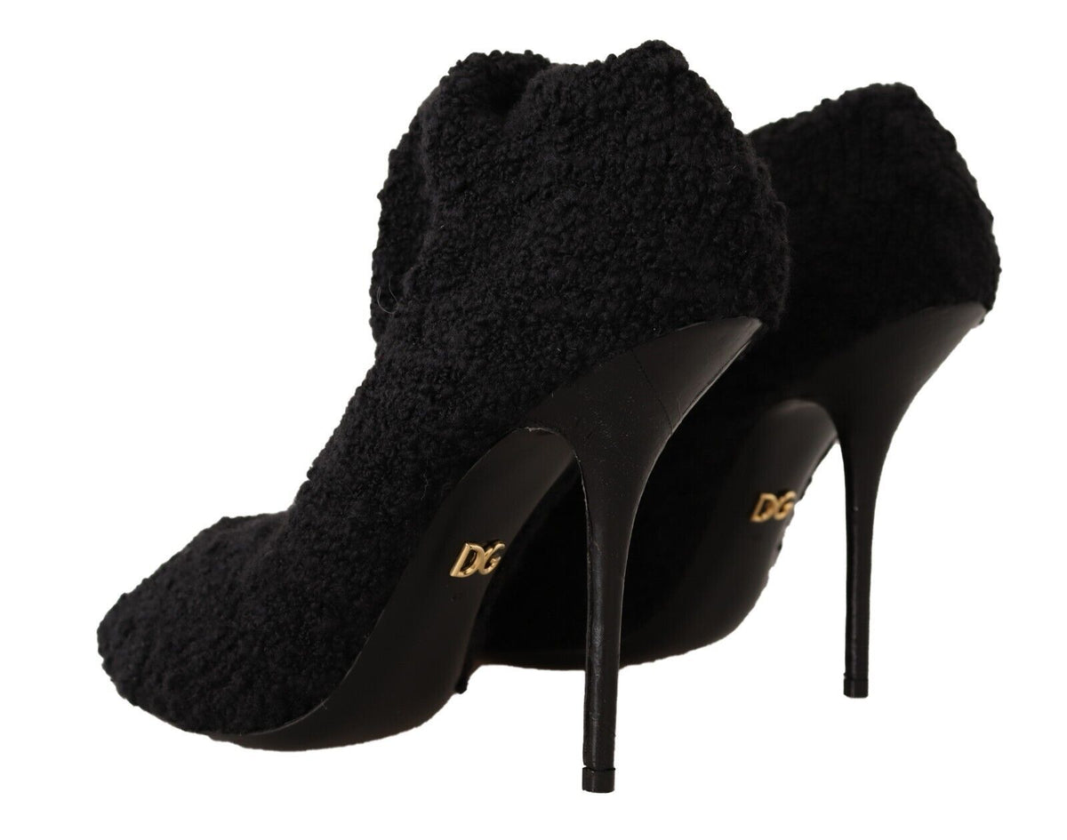 Dolce & Gabbana Black Stretch Socks Knee High Booties