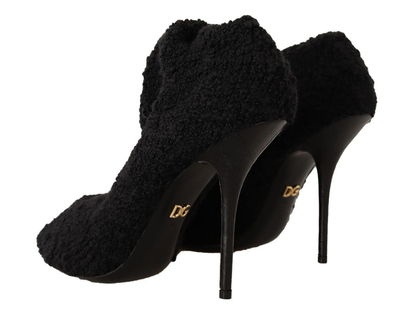 Dolce & Gabbana Black Stretch Socks Knee High Booties