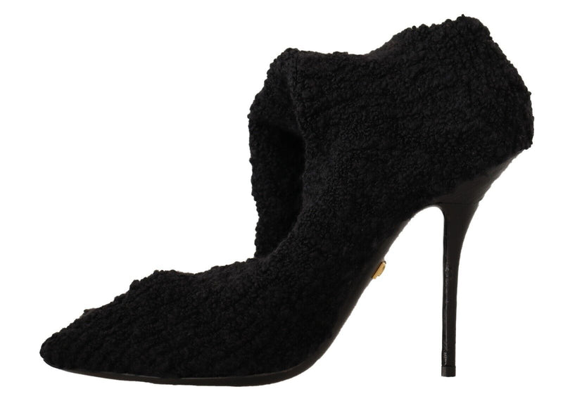 Dolce & Gabbana Black Stretch Socks Knee High Booties