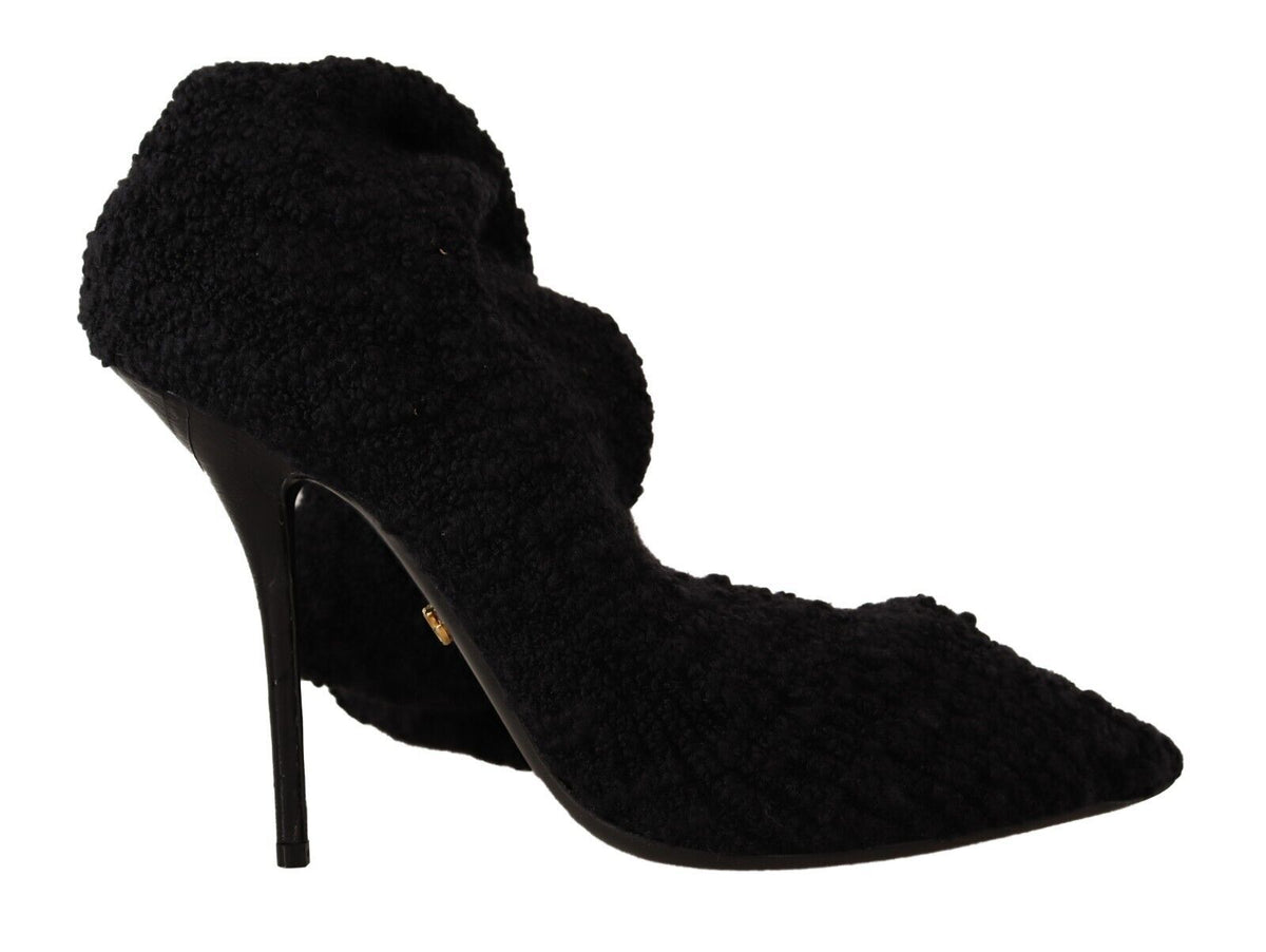 Dolce & Gabbana Black Stretch Socks Knee High Booties