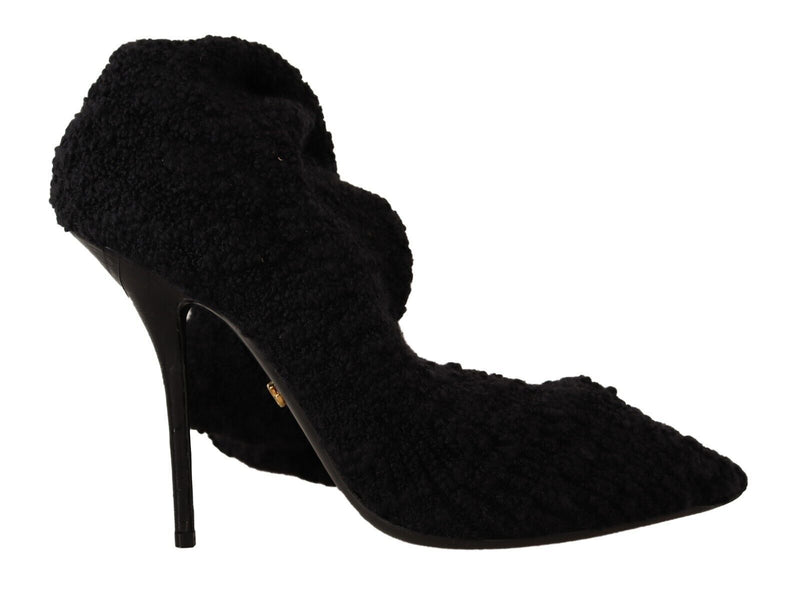 Dolce & Gabbana Black Stretch Socks Knee High Booties