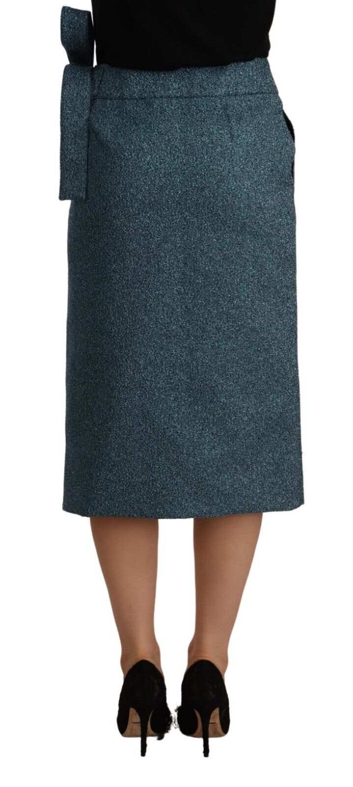 Koonhor Jupe Crayon Droite Taille Haute Bleu
