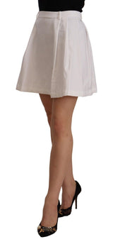 Ermanno Scervino Jupe Mini A-ligne Blanche Taille Haute en Coton