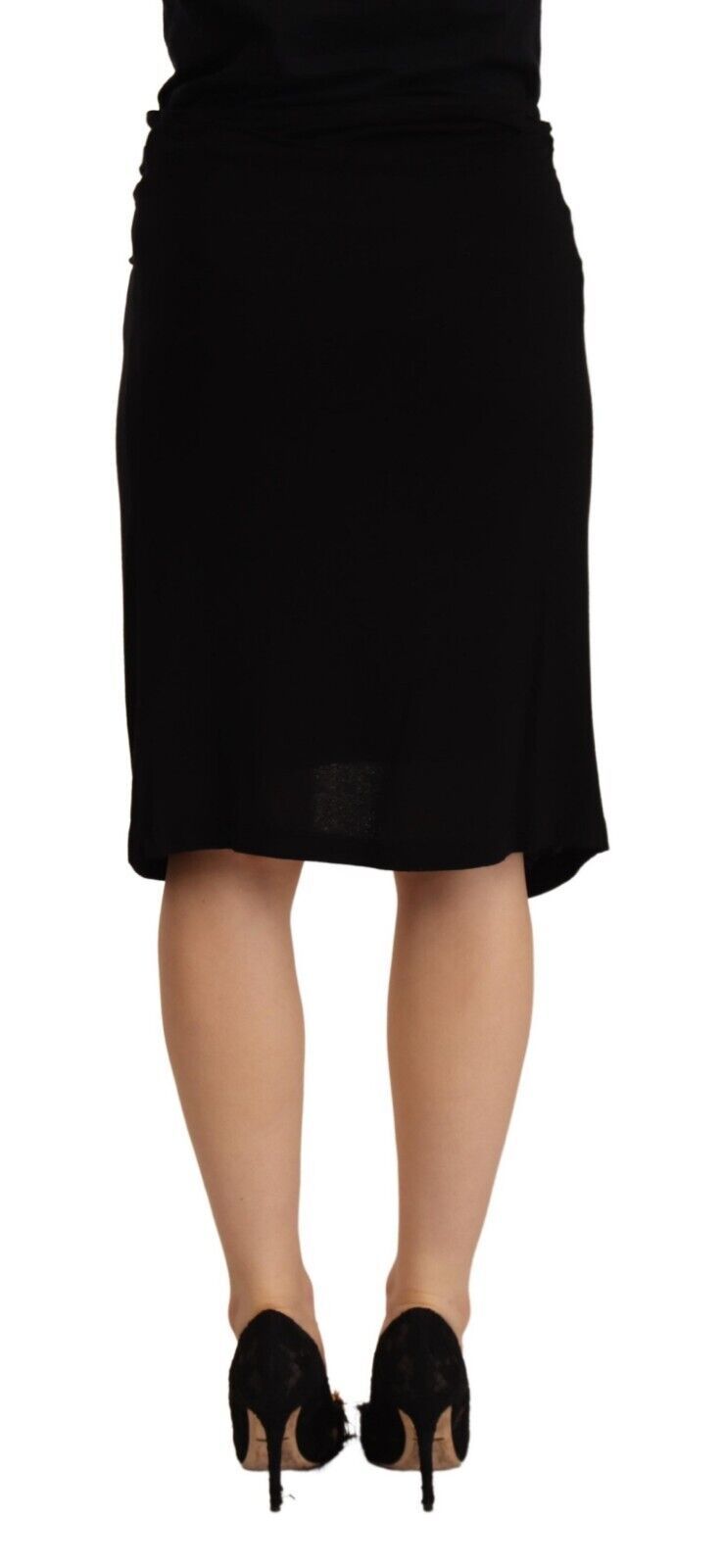 PLEIN SUD Jupe Crayon Noire Taille Haute en Viscose