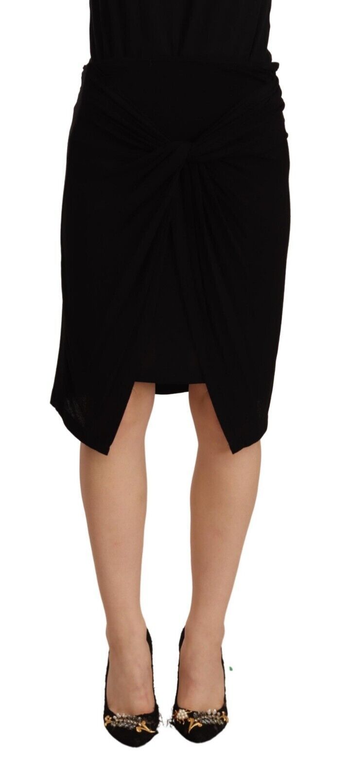 PLEIN SUD Jupe Crayon Noire Taille Haute en Viscose